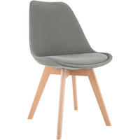 STUHL Stoff Hellgrau - Eukalyptusholzfarben/Hellgrau, Holz/Textil (49/83/50cm) - CLP