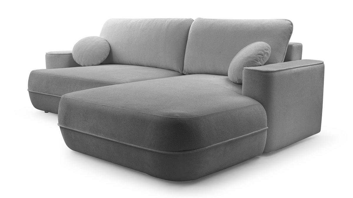 ECKCOUCH L Form Peoni Hellgrau 267/168/87 cm mit Schlaffunktion R - Hellgrau/Schwarz, Kunststoff/Textil (267/168cm) - AX Living