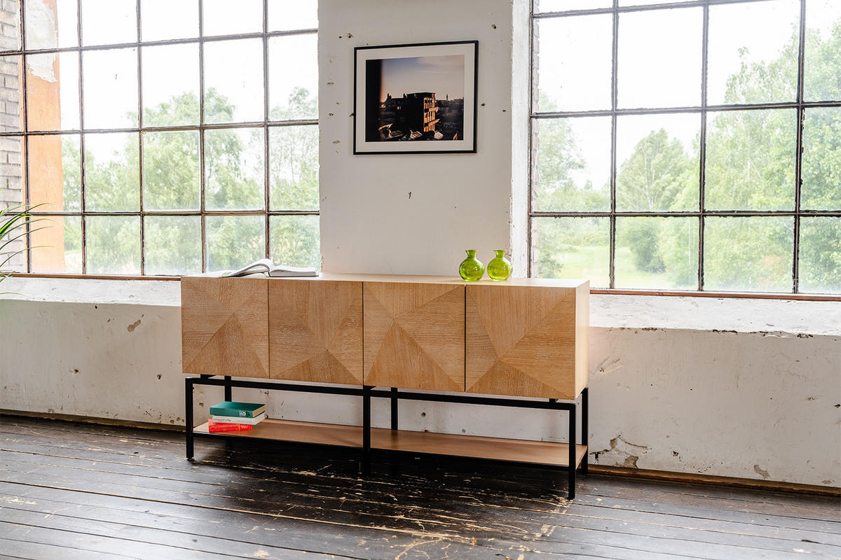 SIDEBOARD ANJO Braun Holz - Schwarz/Braun, Holz/Metall (180/85/40cm) - KAWOLA