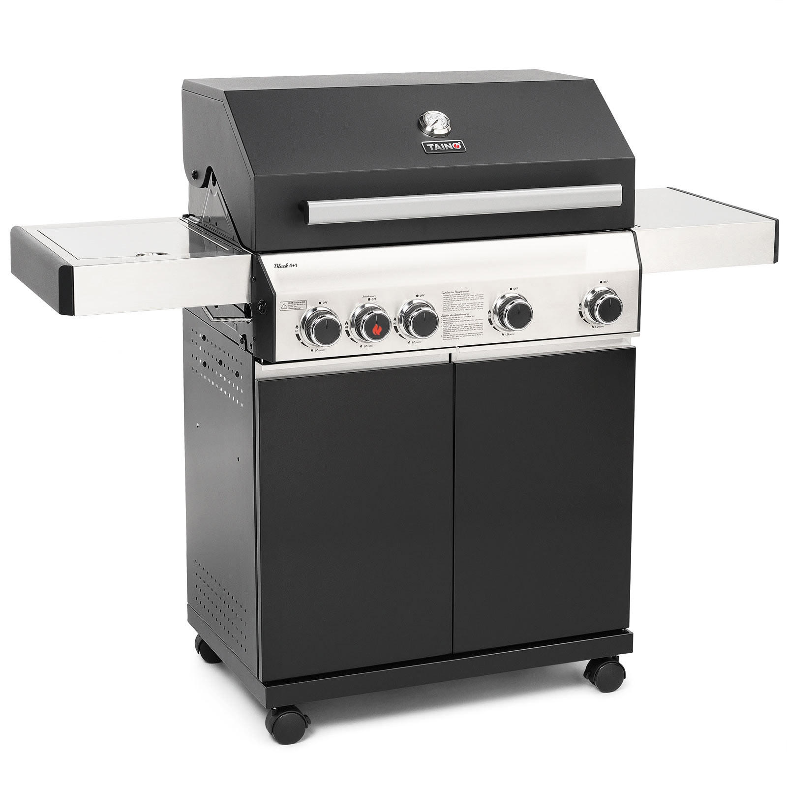 GASGRILL BLACK 4+1 - Schwarz, Metall (140/115/50cm) - TAINO
