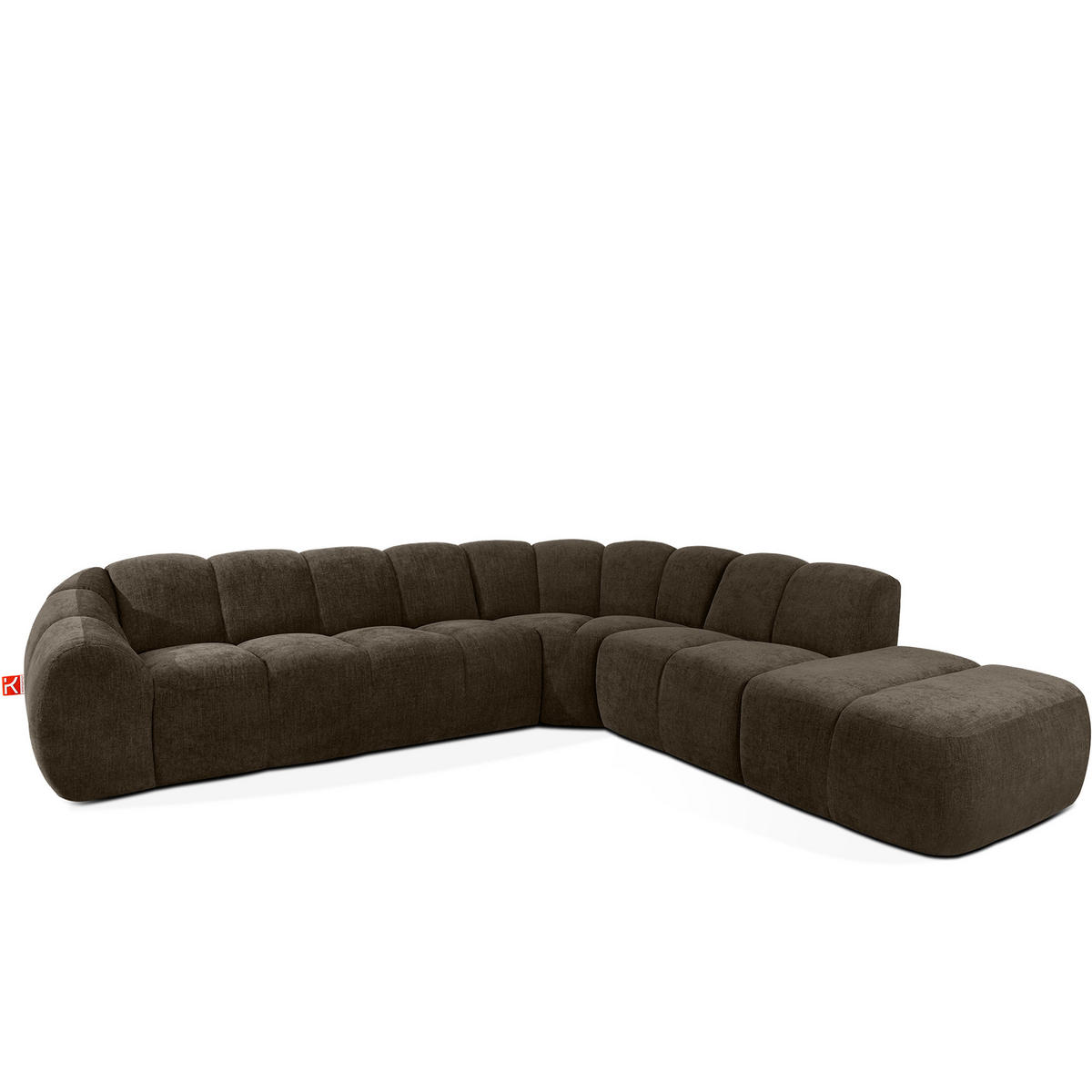 ECKSOFA RECHTS FLAVA, Braun - Braun, Holz/Holzwerkstoff (310/274cm) - KONSIMO®