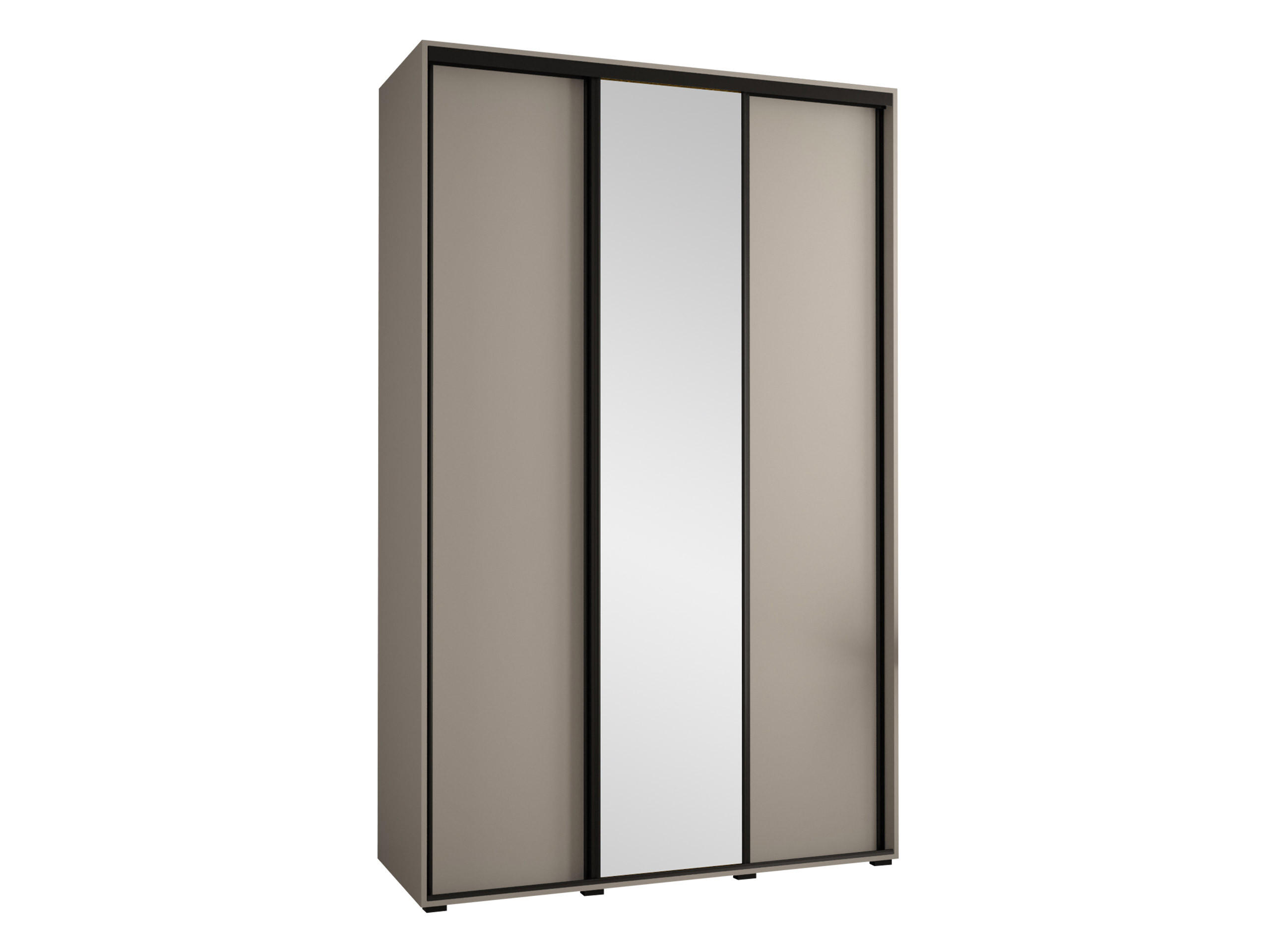 KLEIDERSCHRANK Dakota 3 150 cm - Beige/Schwarz, Holzwerkstoff/Kunststoff (150/235/60cm) - MIRJAN24