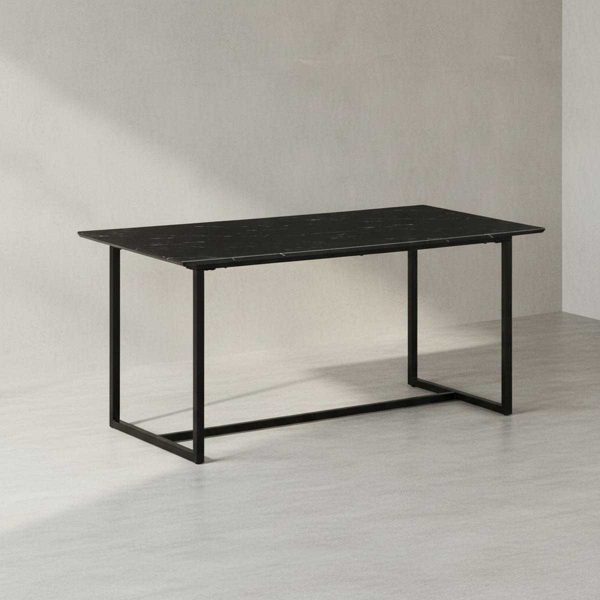 ESSTISCH Marmoroptik Metall Rechteckig Modern Klein, Schwarz 160x80x76 cm - Schwarz, Holzwerkstoff/Metall (80/160/76cm) - KADIMA DESIGN