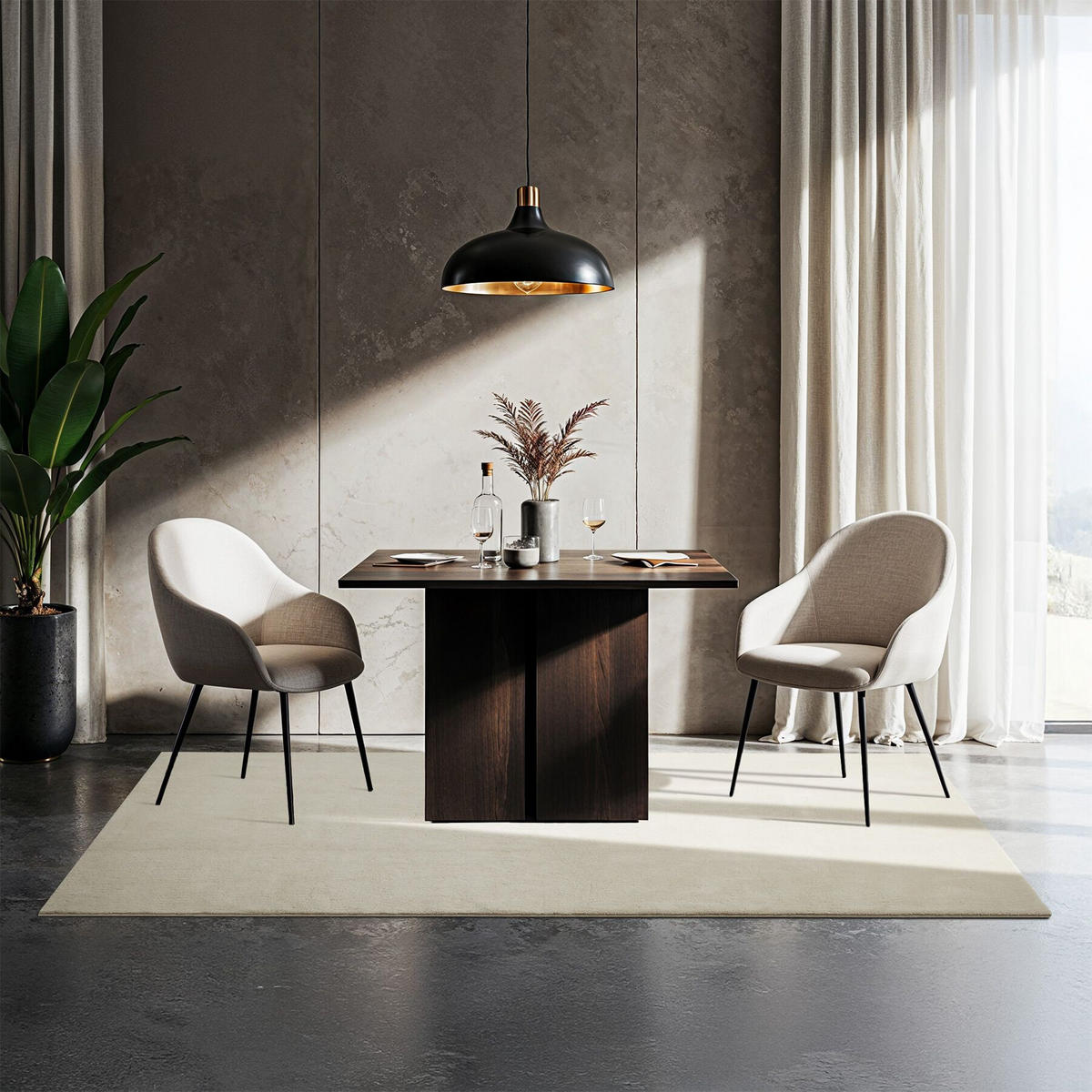 KURZFLORTEPPICH Soft Zone,rutschfeste Unterseite,creme - Creme, Kunststoff (170/120cm) - tectake