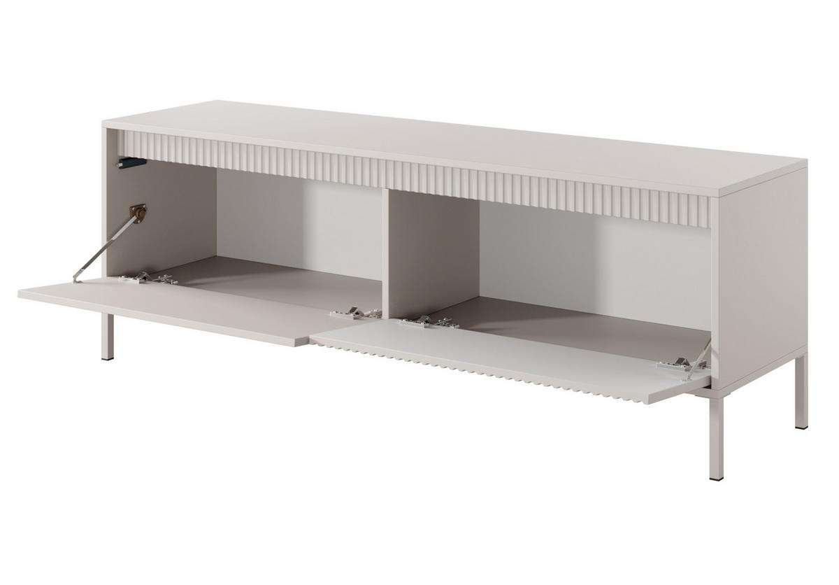 LOWBOARD Trentinis 2T Beige 153,5/53,4/39,5 cm – Geriffelten Fronten - Beige, Holzwerkstoff/Metall (153.5/53.4/39.5cm) - AX Living