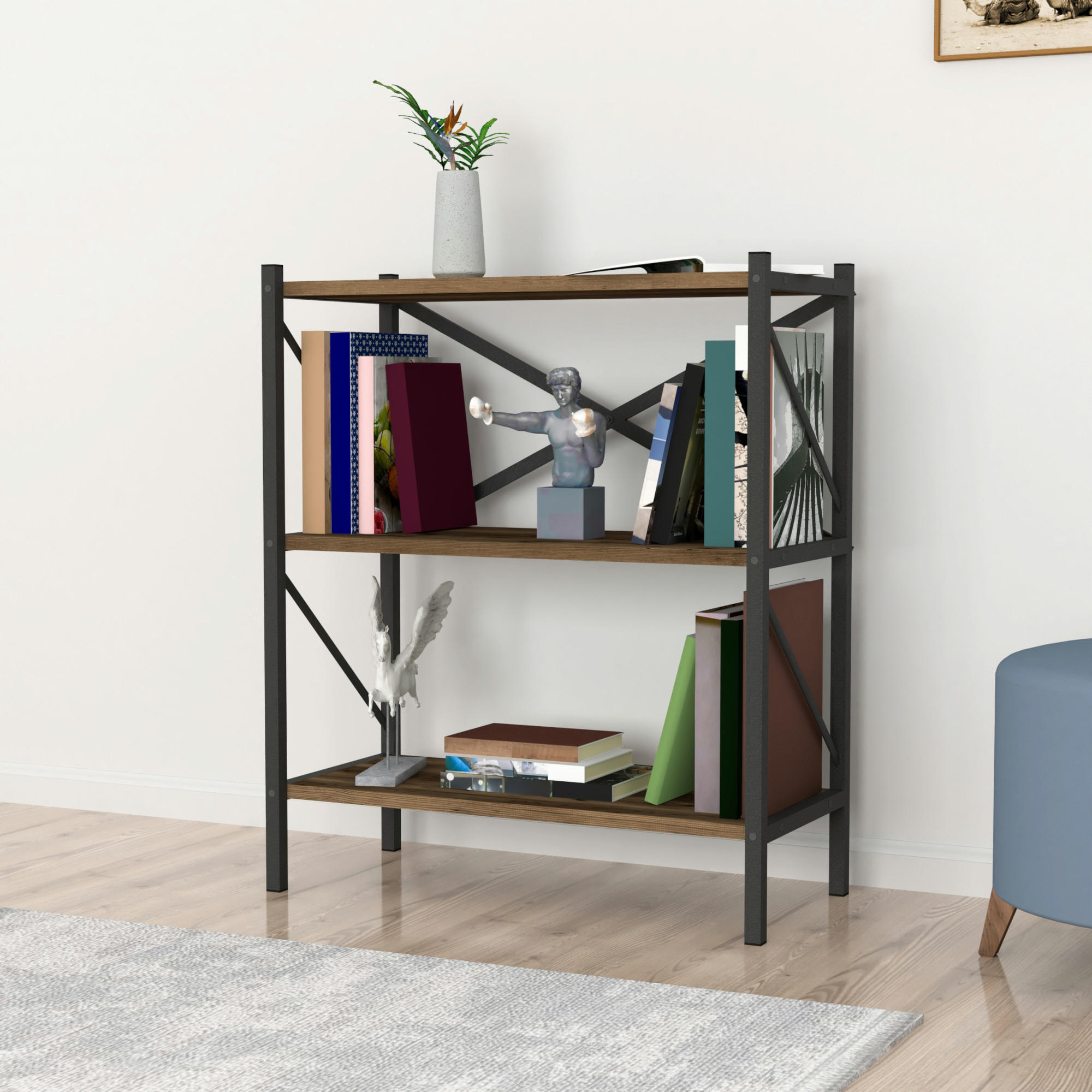 BÜCHERREGAL Vanylven - Braun, Holzwerkstoff (66/85/34cm) - [en.casa]