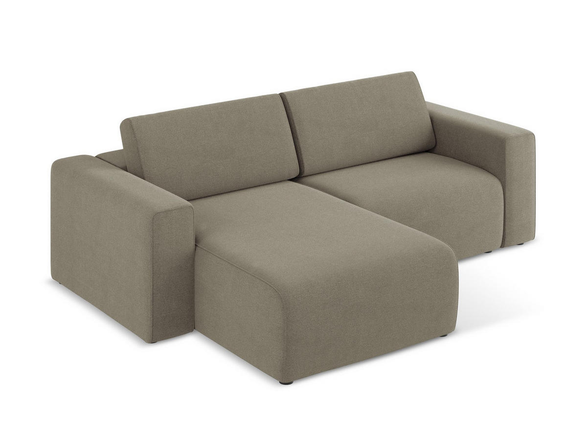 ECKSOFA Links Strukturstoff Stoff Beige - Beige/Schwarz, Kunststoff/Textil (167/224cm) - Makamii