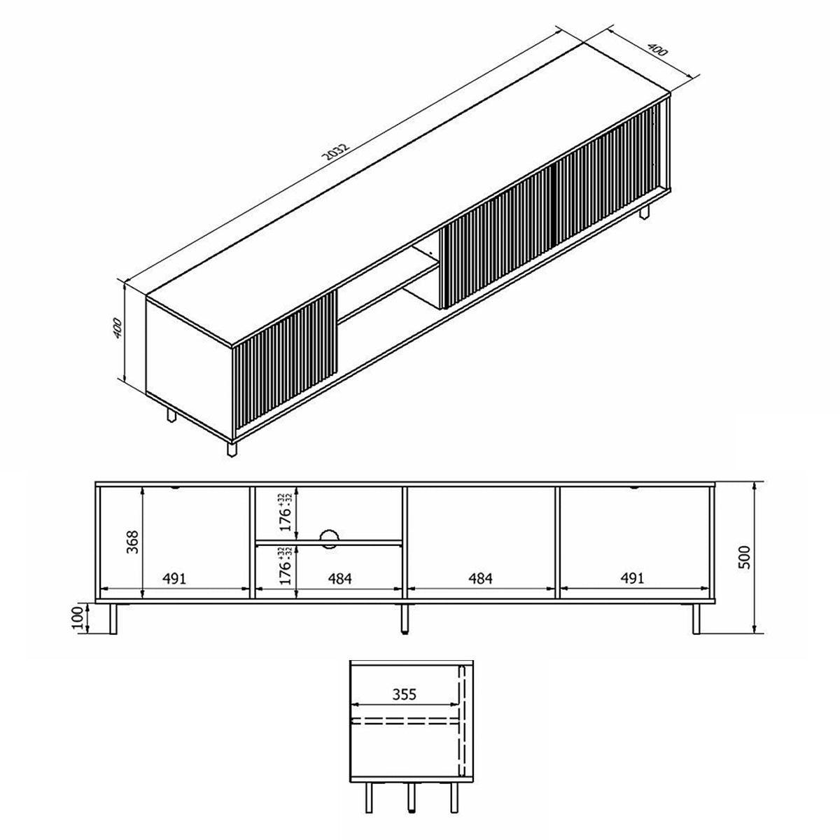 TV STOLÍK Soly Drevo - hnedá, kompozitné drevo (203.2/50/40.3cm) - Petits-meubles