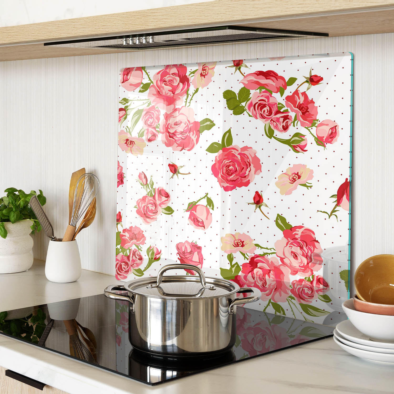 GLASPLATTE 60x52 cm Rosen - Pink, Glas (60/0.4/52cm) - TULUP
