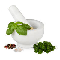 MÖRSER - Weiß, Stein (10/6/10cm) - Relaxdays