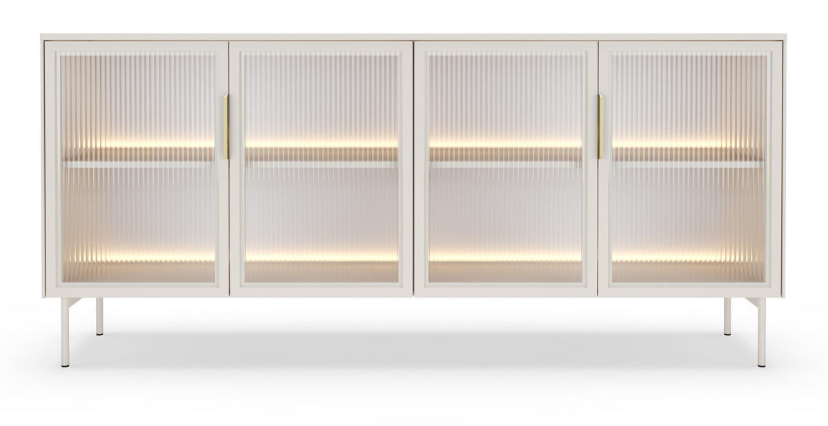KOMMODE 182 cm Senzia mit LED, 4 Türen, Kaschmir - Kaschmir, Holz (182/83/39cm) - Emporius