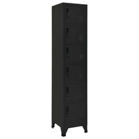 SCHLIESSFACHSCHRANK mit 6 Schließfächern, 38/40/180 cm, aus Stahl, in Schwarz - Schwarz, Metall (38/180/40cm) - vidaXL