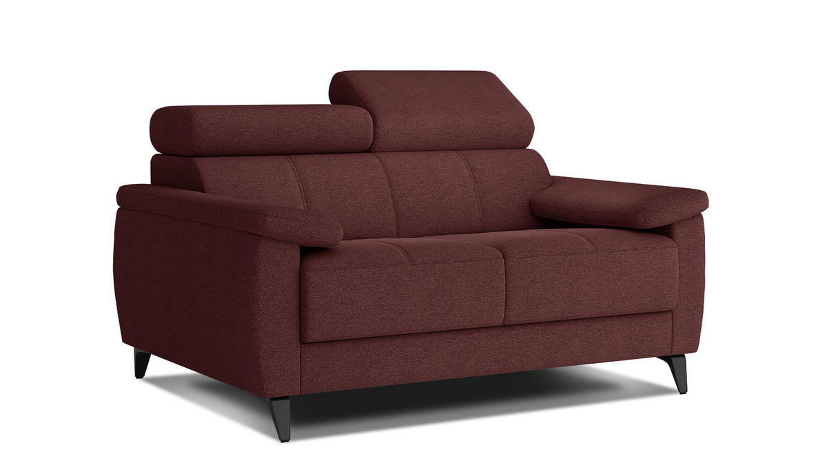 SOFA TAUNUS 2-Sitzer, bordeaux - Bordeaux/Schwarz, Holzwerkstoff/Textil (141/80/102cm) - Courtois Laville