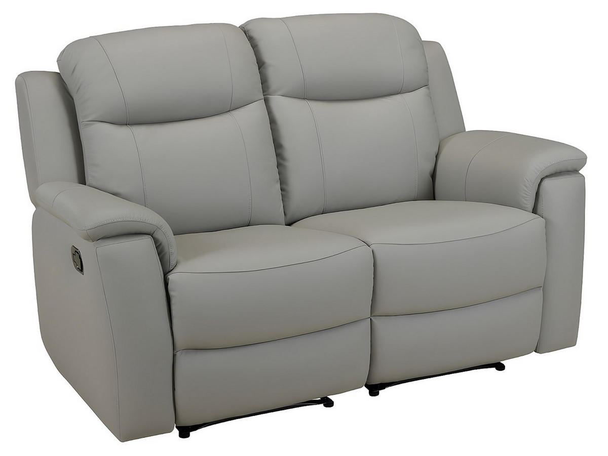 COUCHGARNITUR mit Sessel - 6 Personen - leder - hellgrau Evasion - Hellgrau, Leder (205/100/96cm) - Vente-Unique