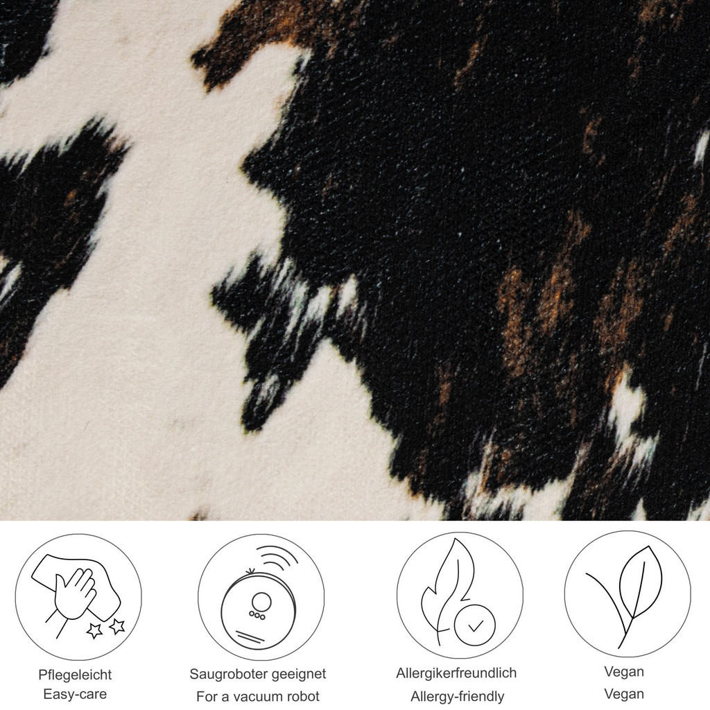 Thumbnail - Gino Falcone Kunstfell-Teppich, Schwarz, Textil, Tiere, Freiform, 130x170 cm, für Fußbodenheizung geeignet, pflegeleicht...