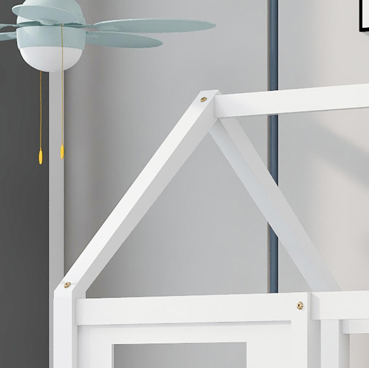 POSTELJA v obliki hiše 200/90 cm bela z 2 oknoma iz masivnega lesa in MDF - bela, les (90/200cm) - OKWISH