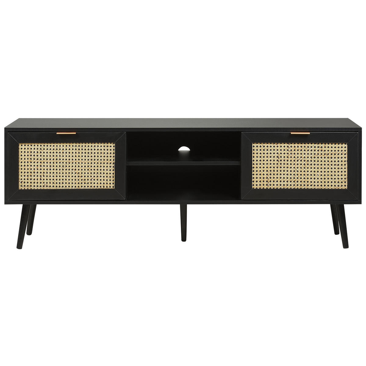 TV-MÖBEL Schwarz/Beige Opoco - Beige/Schwarz, Holzwerkstoff (150/52/40cm) - Beliani