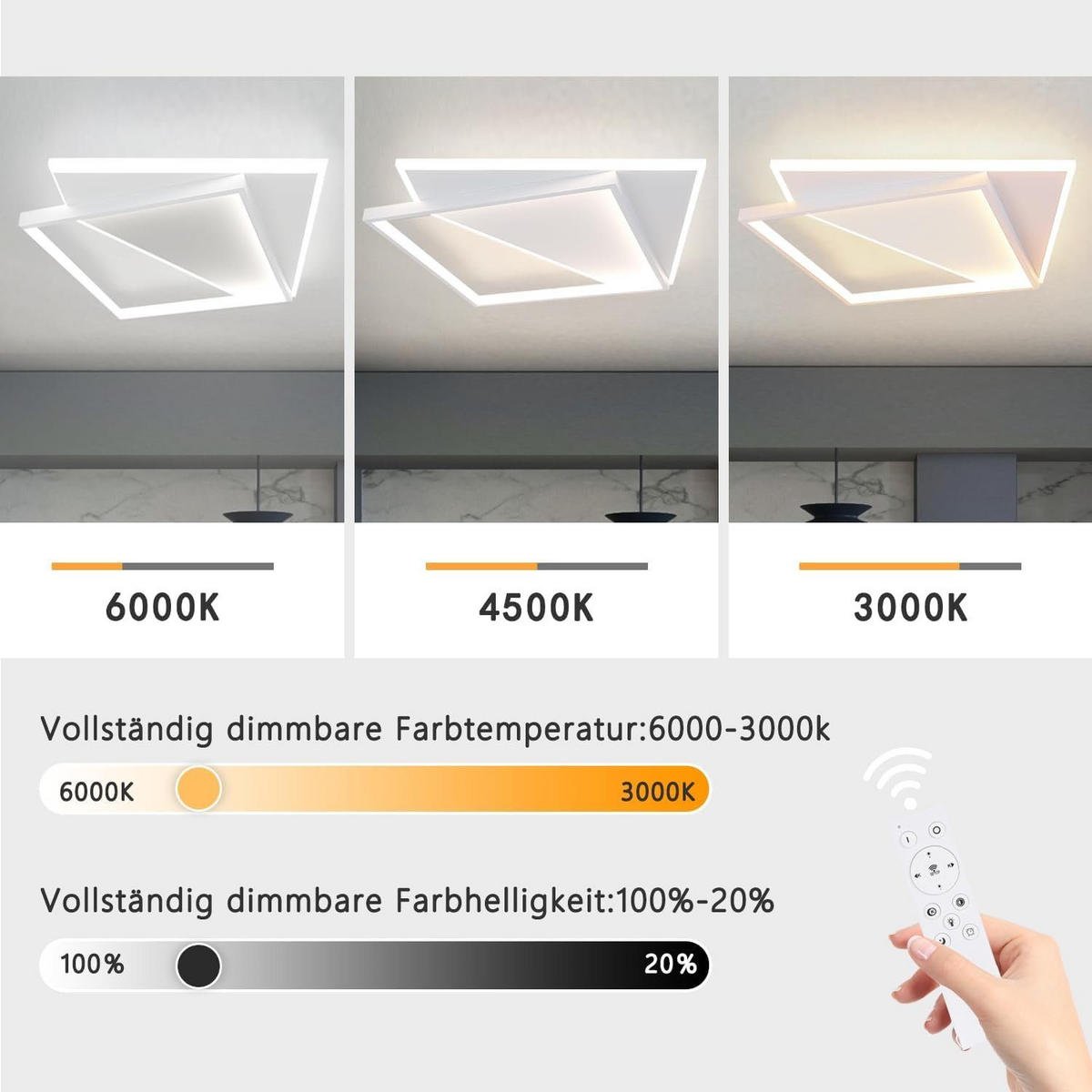 LED-DECKENLEUCHTE Halsgrimm 35.0/5.5/35.0 cm - Weiß, Metall (35/35/5.5cm) - ZMH