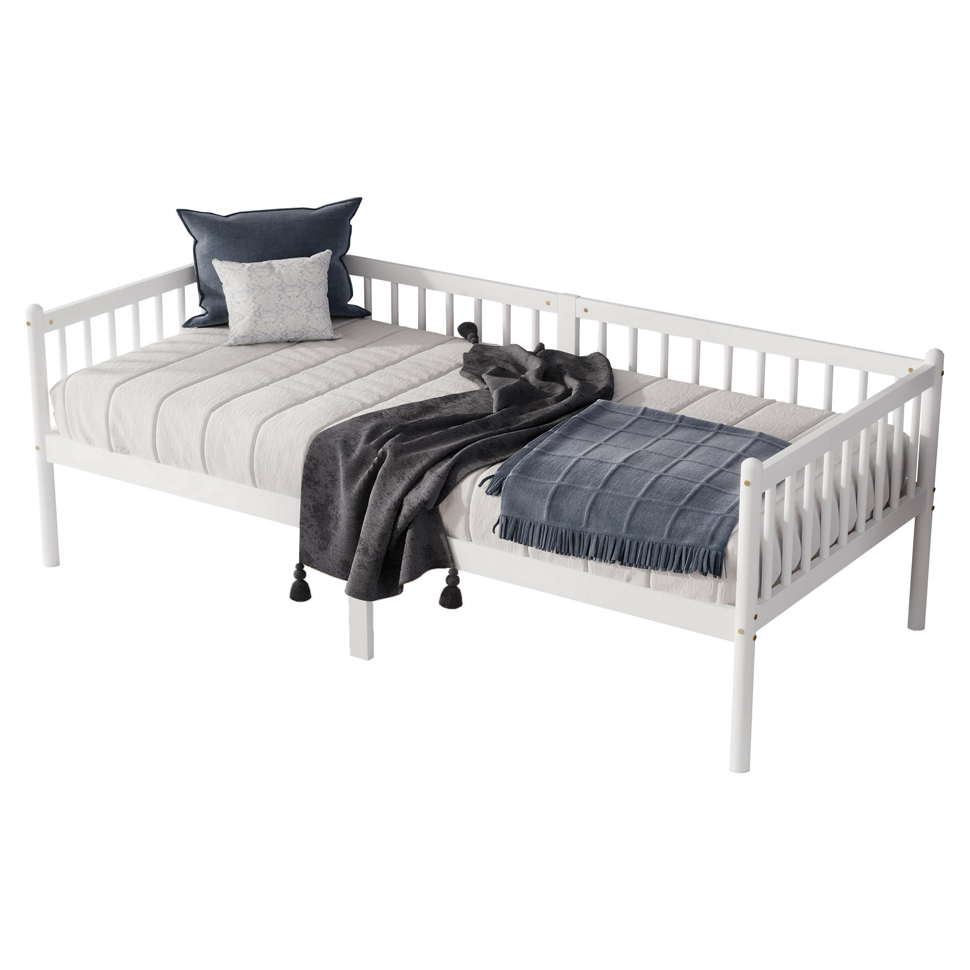 TAGESBETT 90x200 cm Massivholz, Einzelbett mit Lattenrost, Weiß - Weiß, Holz/Holzwerkstoff (90/200cm) - LVHOM