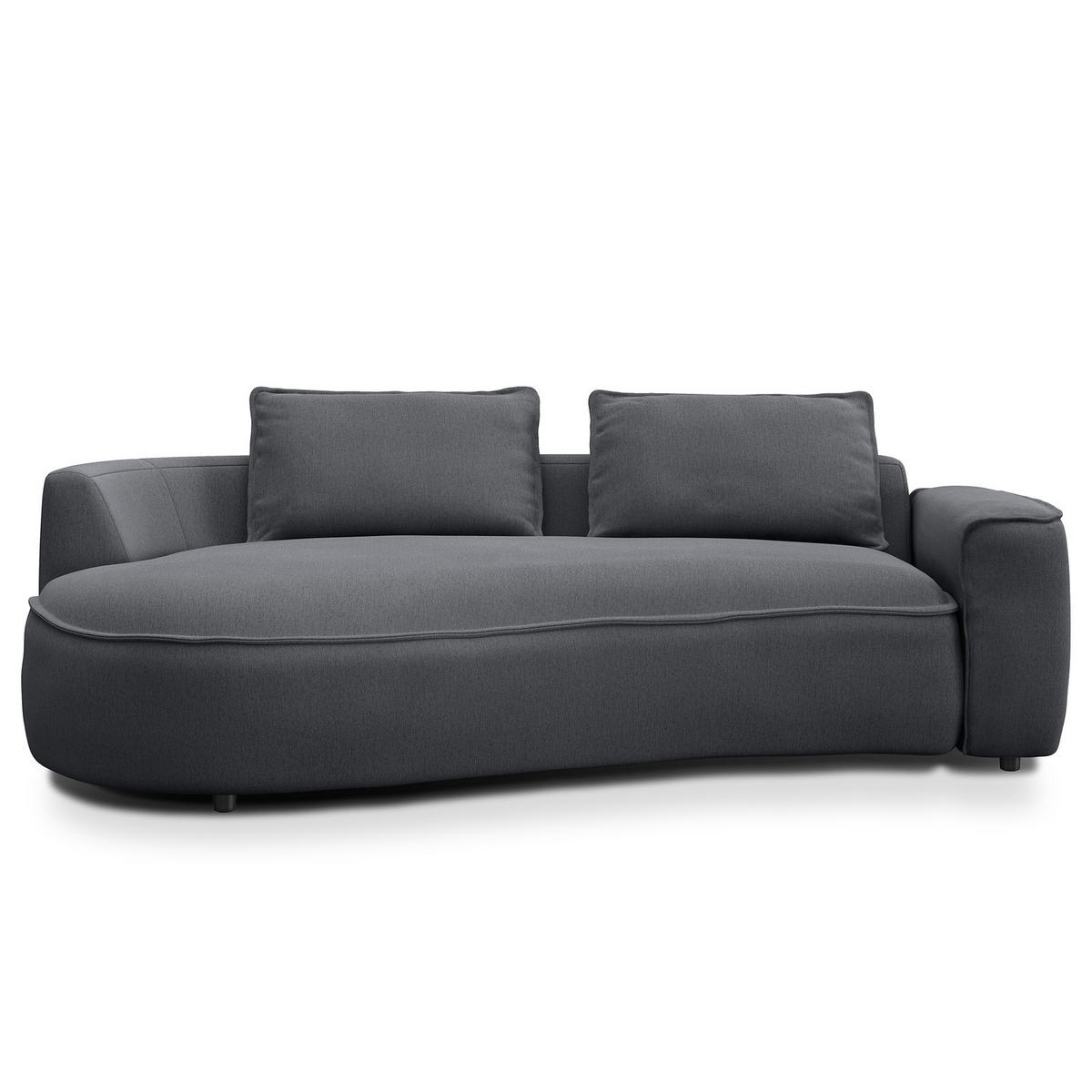 2,5-SITZER SOFA - Schwarz/Grau, Kunststoff/Textil (217/82/146cm) - home24