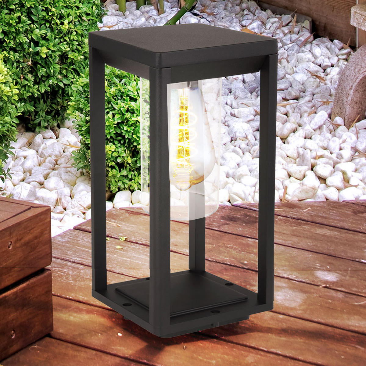 WEGELEUCHTE CANDELA Alu Schwarz - Schwarz, Kunststoff (15/15/35cm) - Globo Lighting