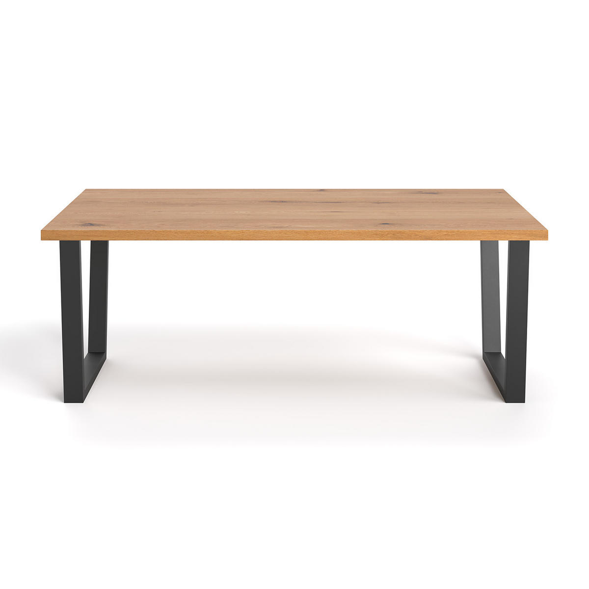 ESSTISCH Erant aus massivem Eichenholz 200x100 cm - Eichefarben/Schwarz, Holz/Metall (200/100/75cm) - Danzz