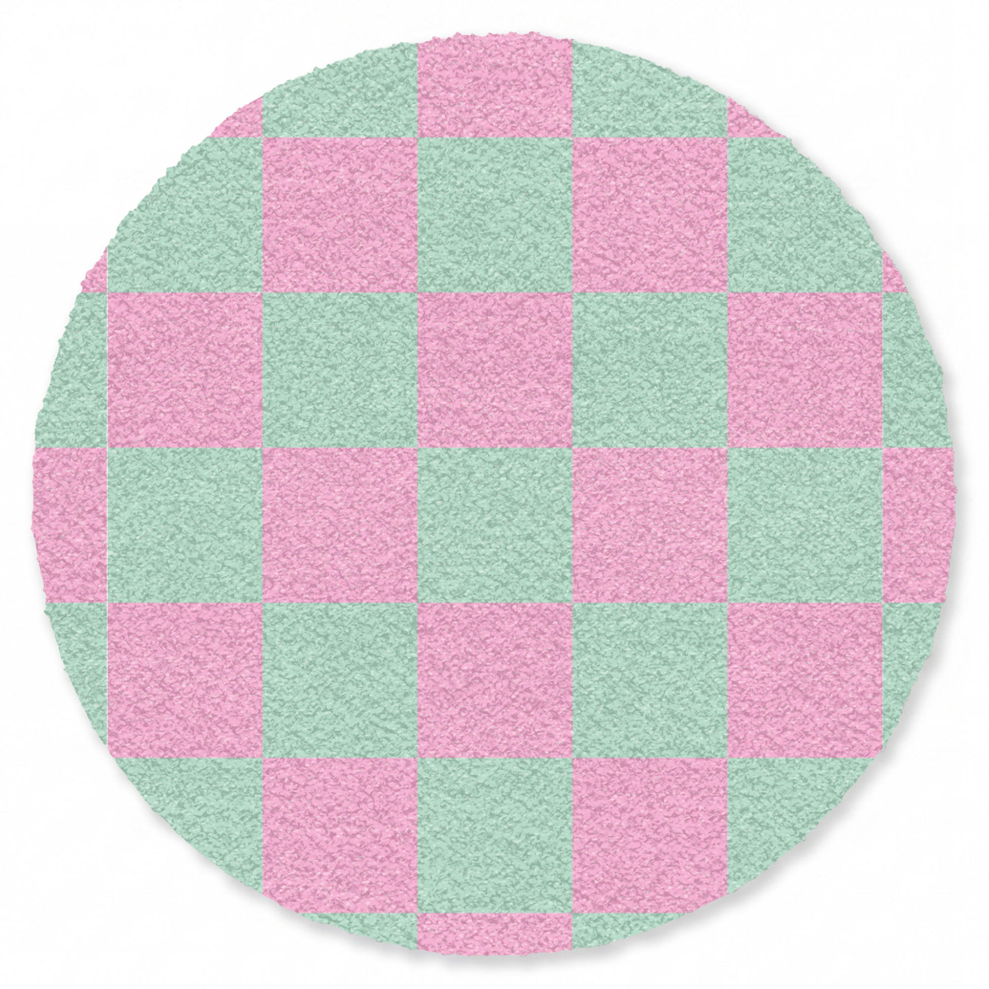 FUSSMATTE Schachbrettmuster - Grün - Rosa - Würfel Fußabtreter 90x90 cm - Mintgrün, Kunststoff/Textil (90/0.4cm) - MuchoWow