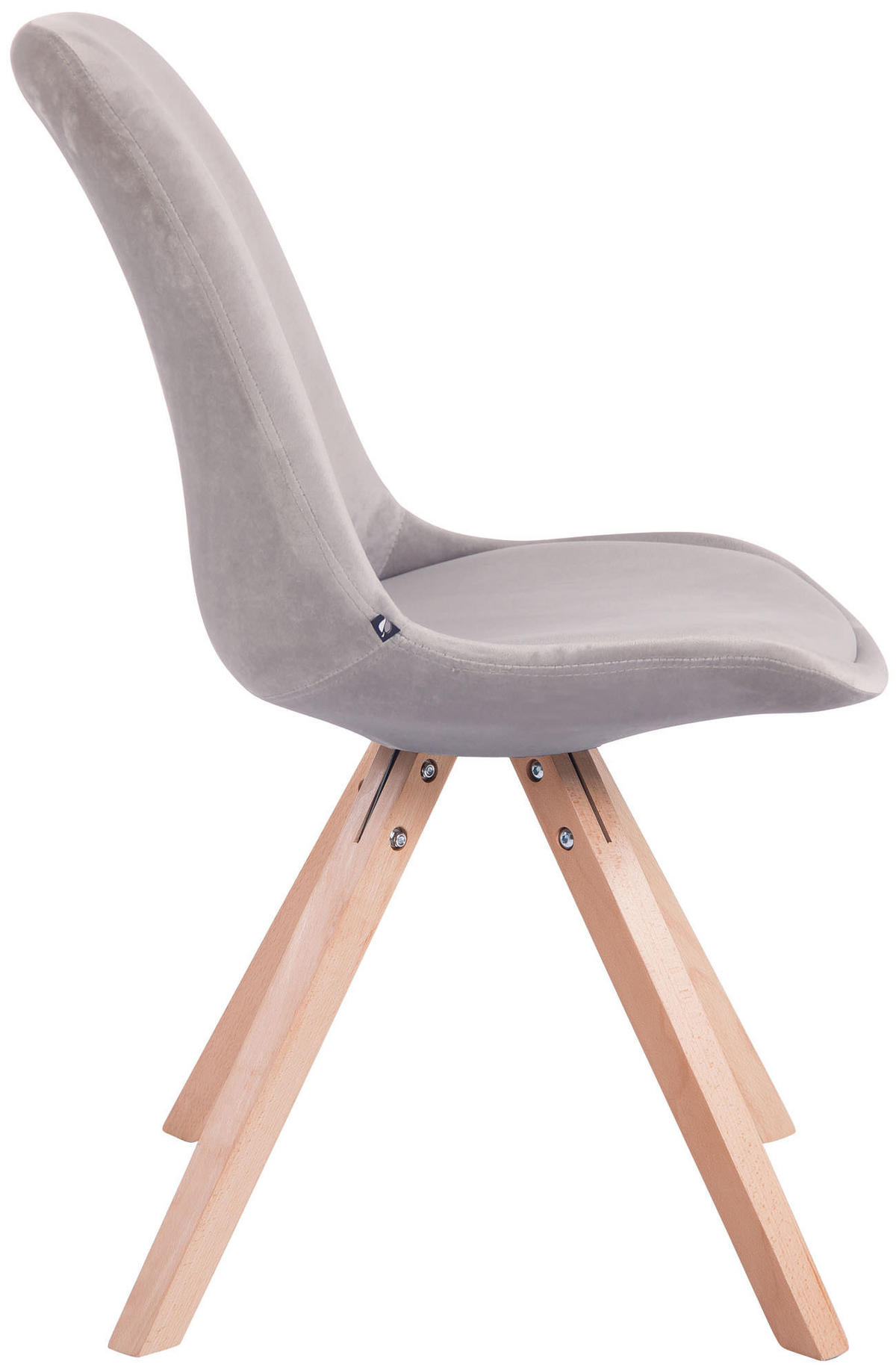 BESUCHERSTUHL Toulon Samt, Gestell Buchenholz Natura Square Grau - Naturfarben/Grau, Holz/Buchenholz (48/83/56cm) - TPFLiving
