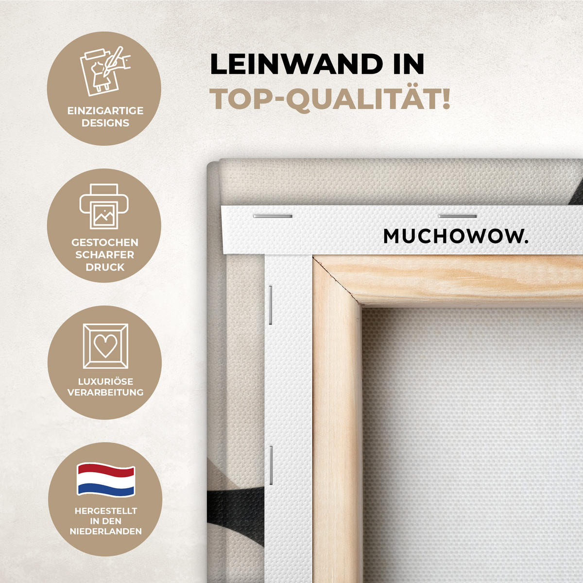 LEINWANDBILD Abstrakt - Wellen - Schwarz - Verwittert 20x20 cm - Trüffeleichefarben, Textil (20/20cm) - MuchoWow