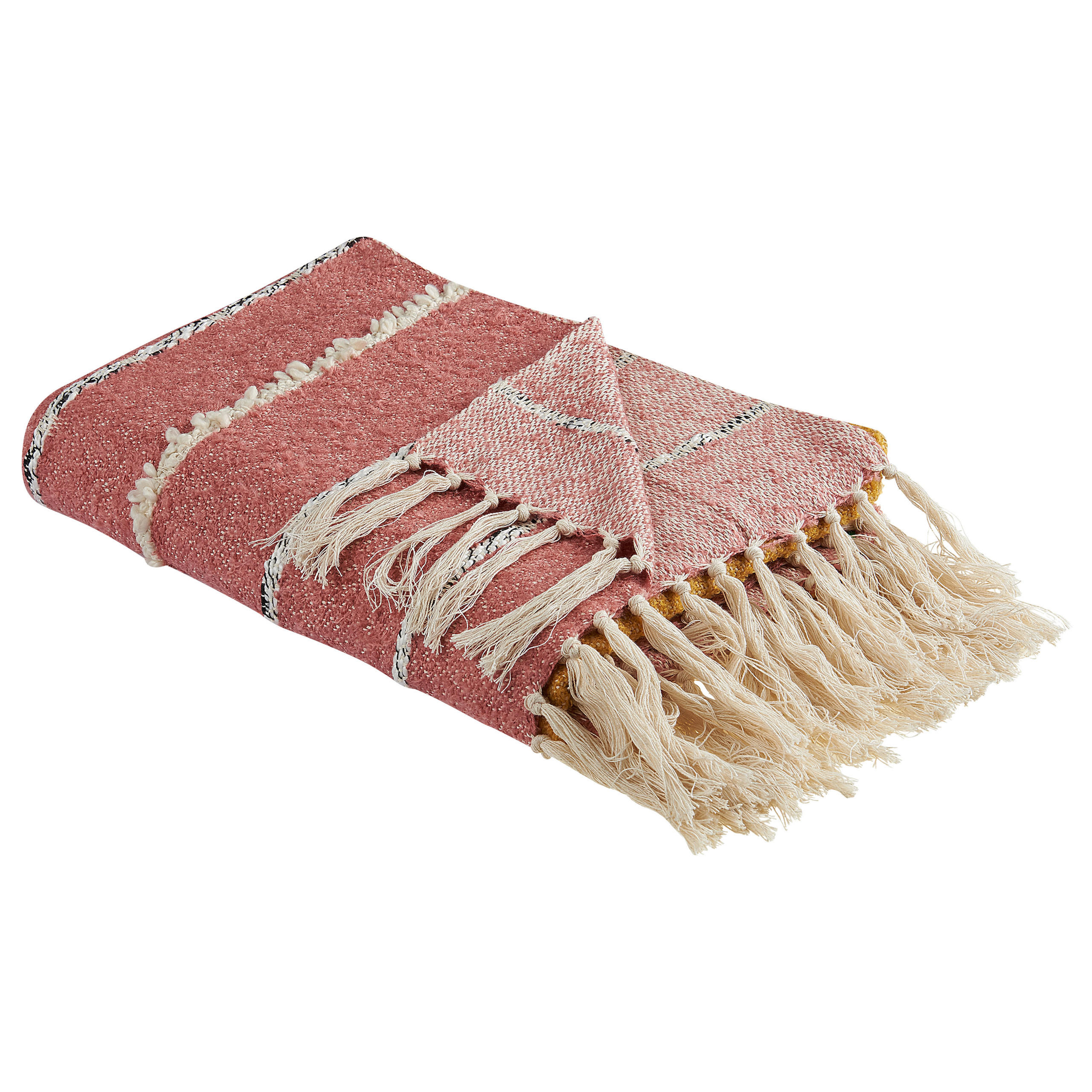 DECKE Hellrot Naikhu 130/170 cm - Hellrot, Naturmaterialen/Textil (130/170cm) - Beliani