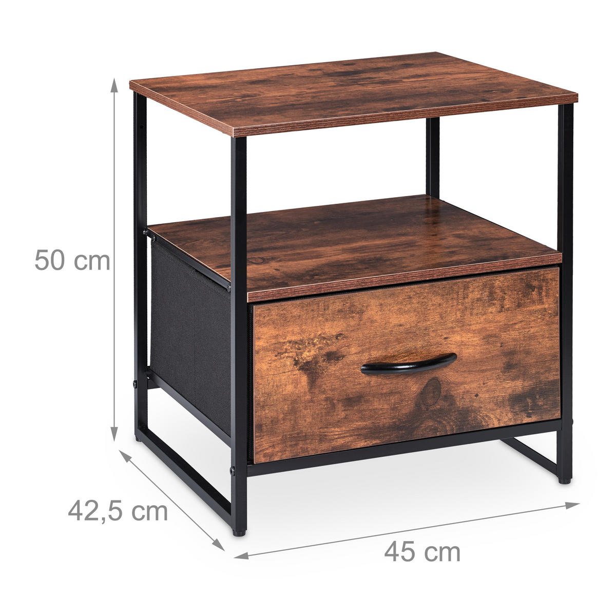 NACHTTISCH 2er Set - Dunkelbraun, Holz/Holzwerkstoff (45/50/42.5cm) - Relaxdays