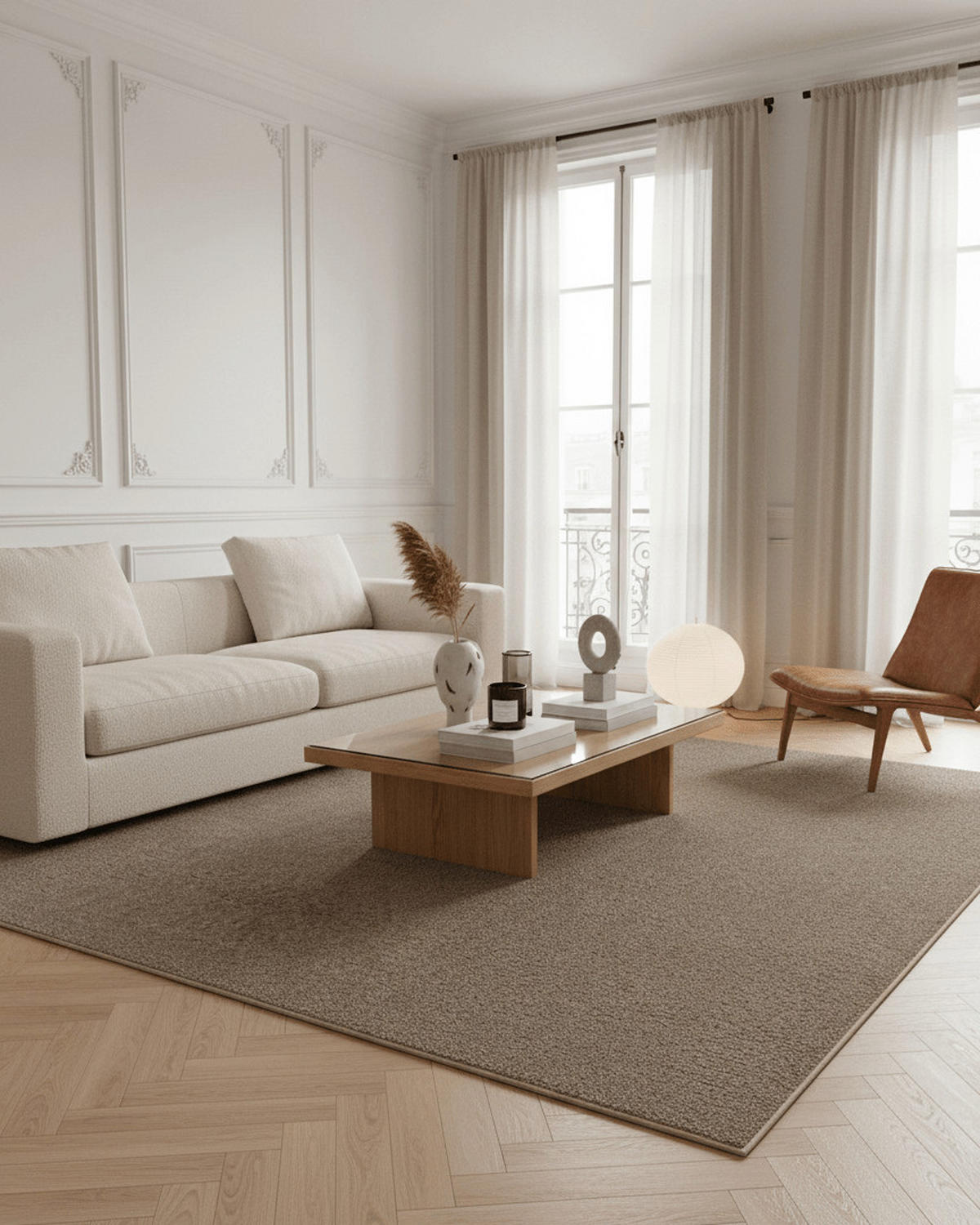 TEPPICH, Zeitgenössischer im Lammfell-Look taupe - Taupe, Textil (160/230cm) - AFK Living
