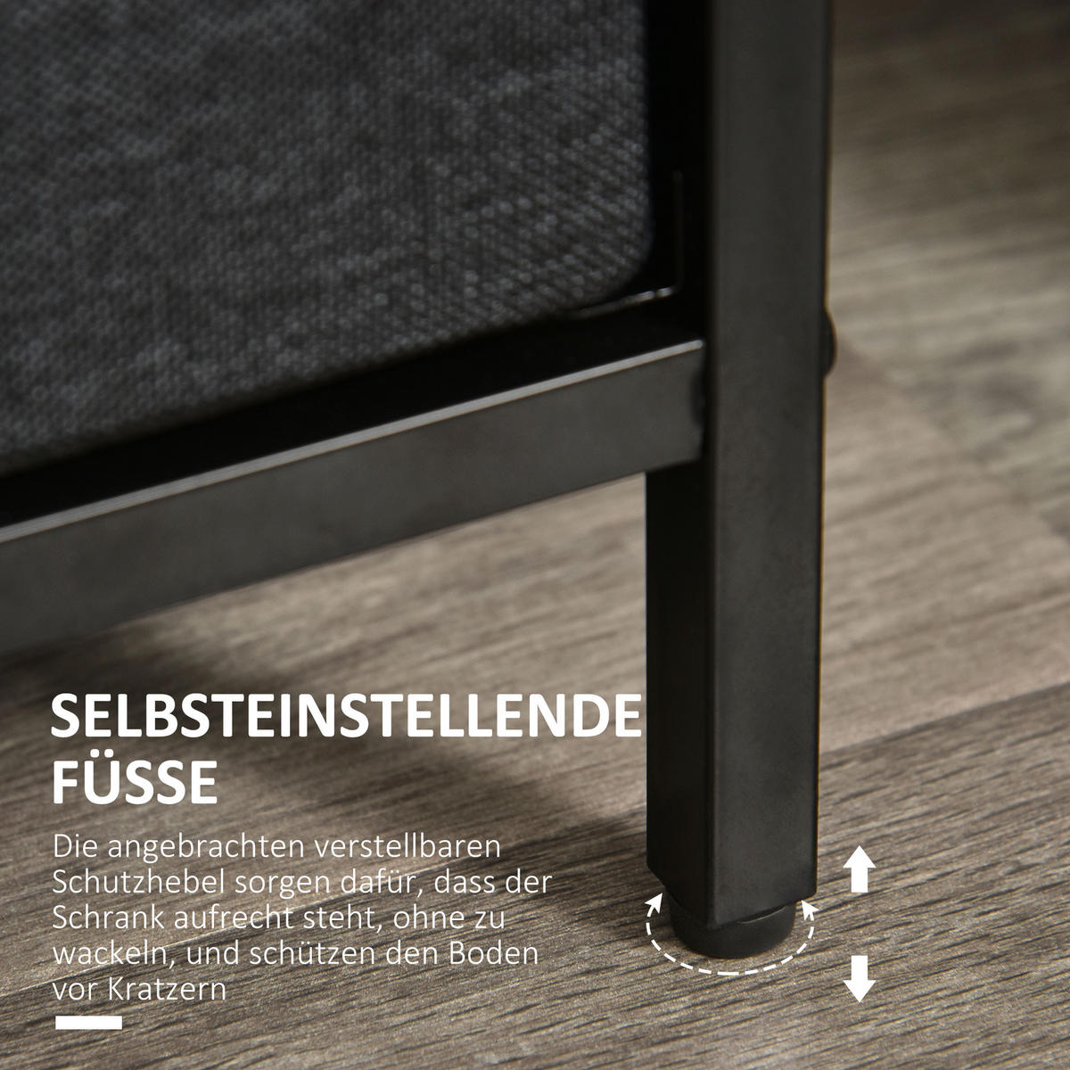 KOMMODE mit 4 Schubladen aus Leinen Aufbewahrungsschrank mit Ablage Griffen - Schwarz, Metall (29/103/58cm) - HOMCOM