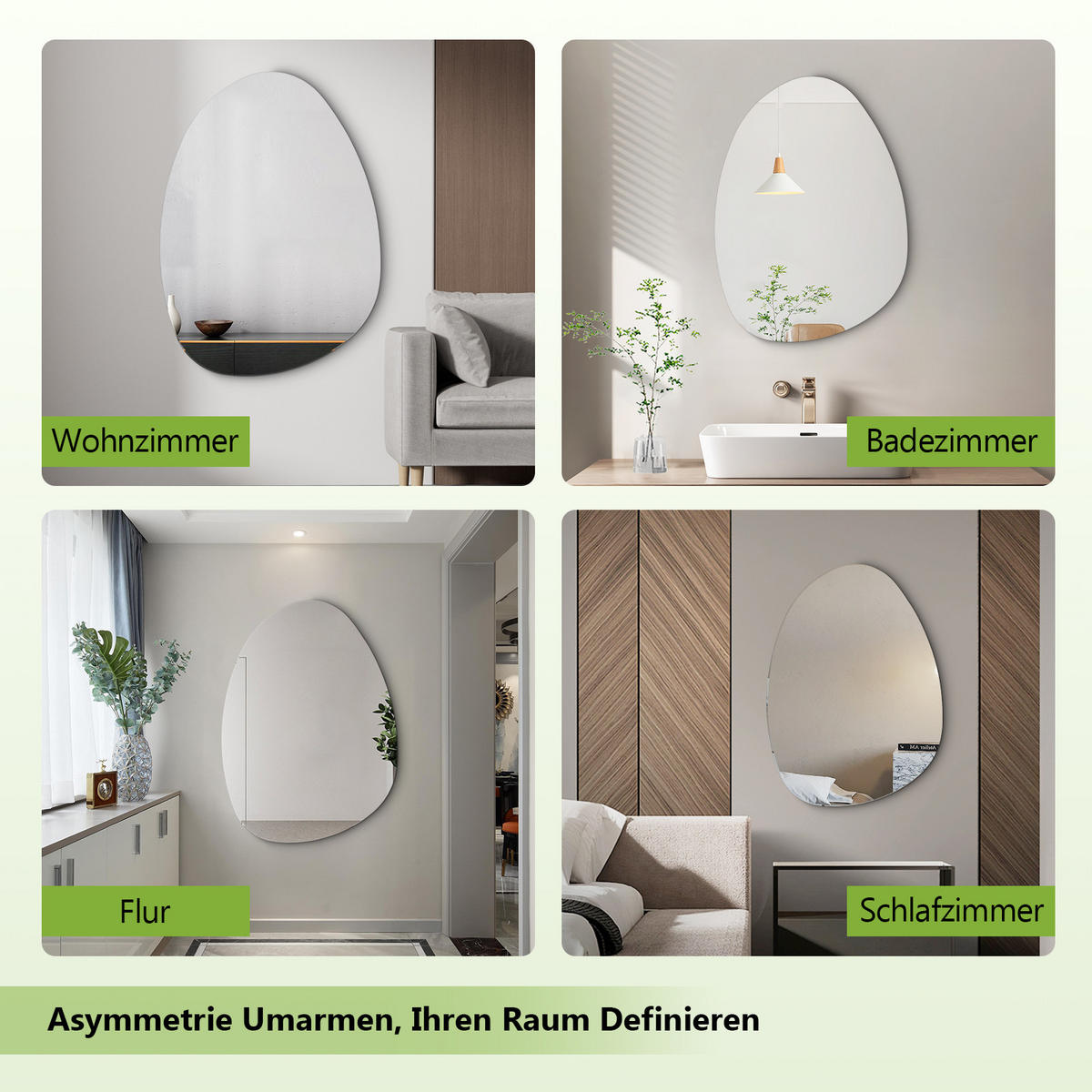 BADEZIMMERSPIEGEL 60/45 cm asymmetrisch ohne Rahmen - Transparent, Glas (45/60/1cm) - S'AFIELINA