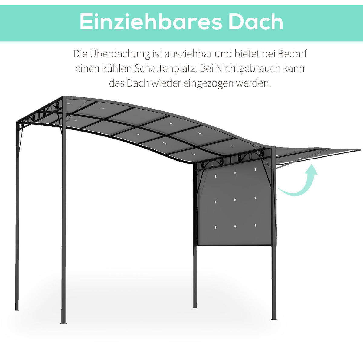 PERGOLA Wasserabweisend mit verstellbarem Dach 291/366/250 cm - Dunkelgrau, Textil/Metall (250/250/300cm) - Outsunny
