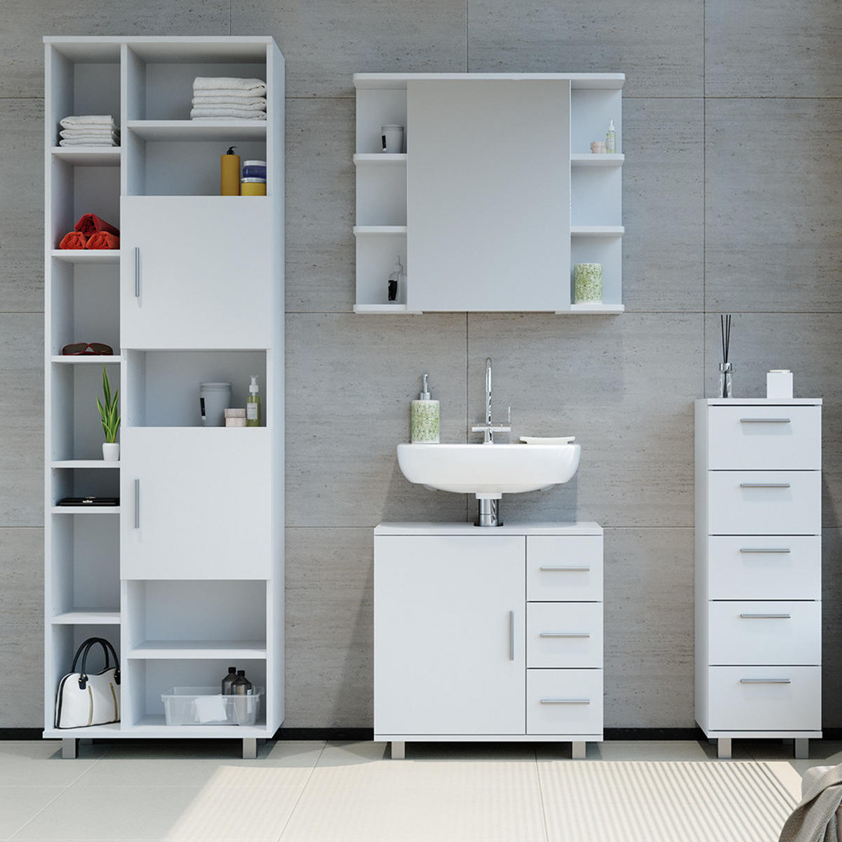 WASCHBECKENUNTERSCHRANK Ilias Weiß 60 x 60 cm - Weiß, Holzwerkstoff (60/60.8/33cm) - Vicco