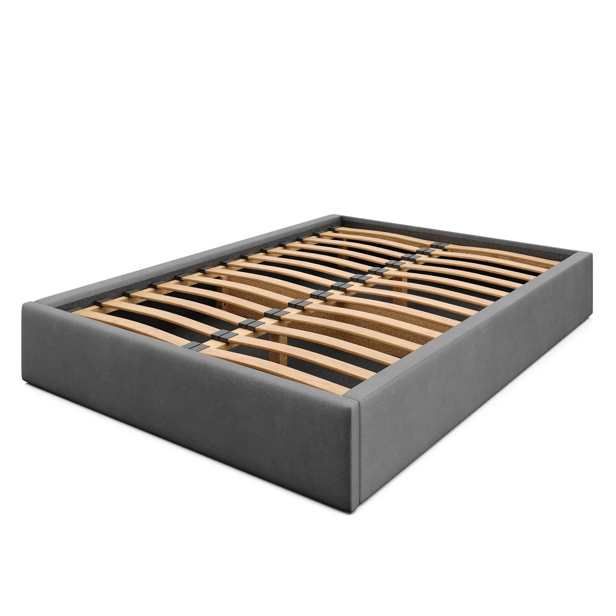 POLSTERBETT 140x200cm Bett mit Stauraum Lattenrost Graphit - Graphitfarben, Holz/Holzwerkstoff (140/200cm) - Muralo