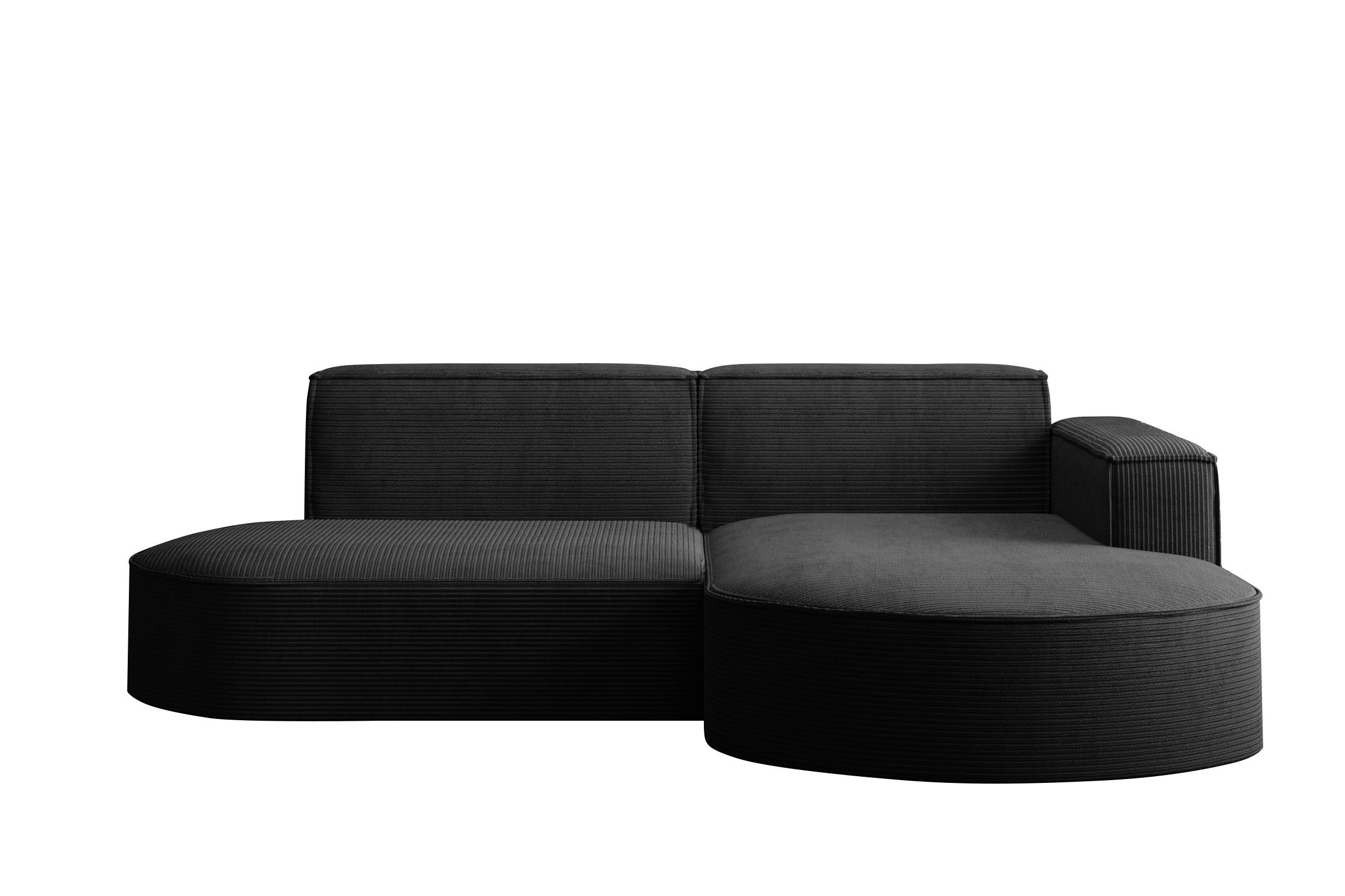 ECKSOFA Modena Studio, Cord Stoff Schwarz Rechts - Schwarz, Holzwerkstoff/Textil (236/165cm) - Kaiser Möbel
