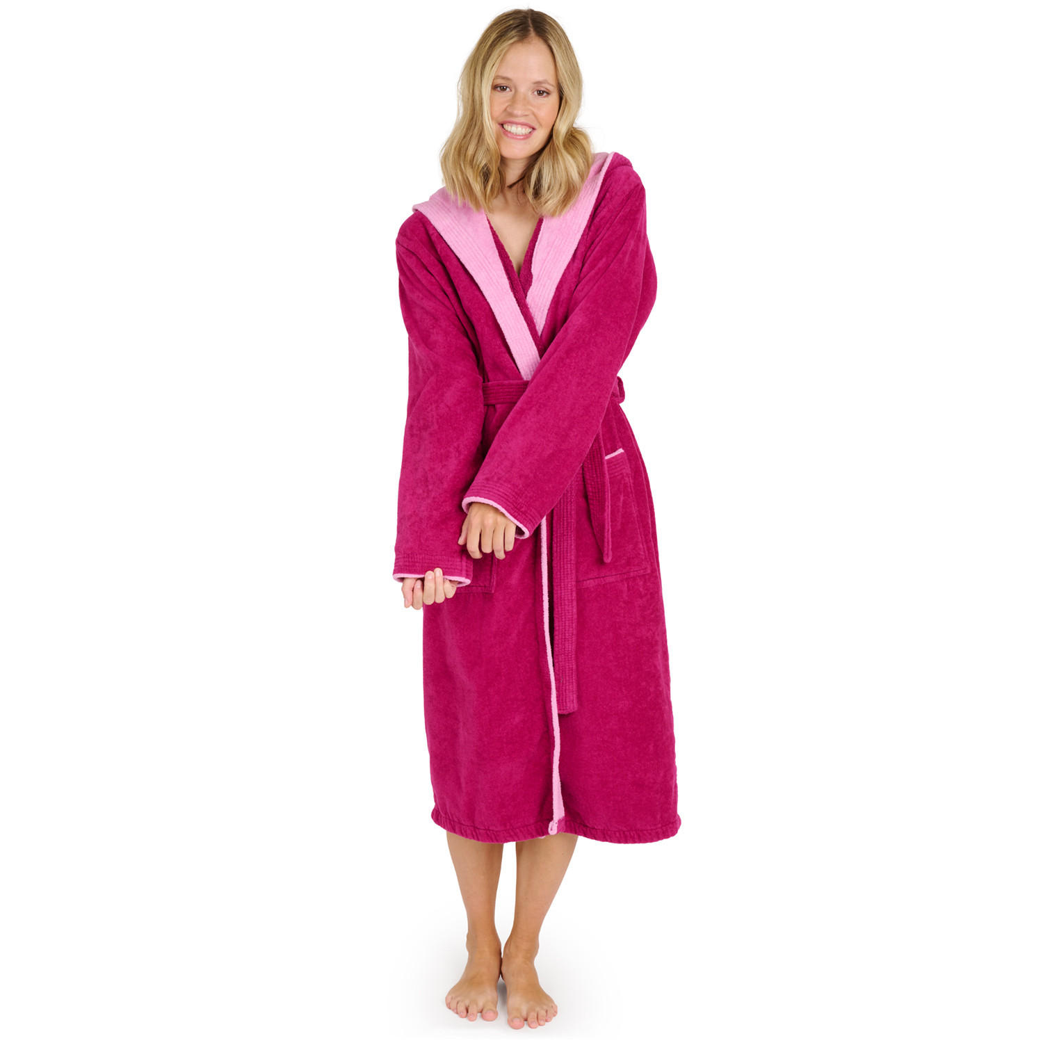 BADEMANTEL Cotton Ida: XL, Fuchsia und Pink - Pink, Textil (XLnull) - Blumtal