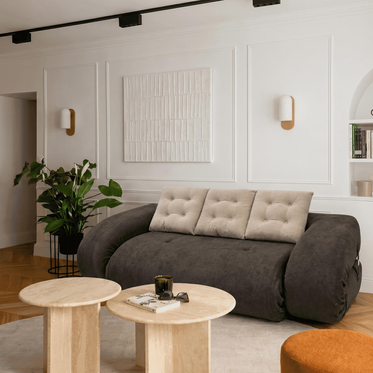 SCHLAFSOFA Okoa 2-Sitzer - Braun Sand - Braun, Textil (160/60/120cm) - COCO Living