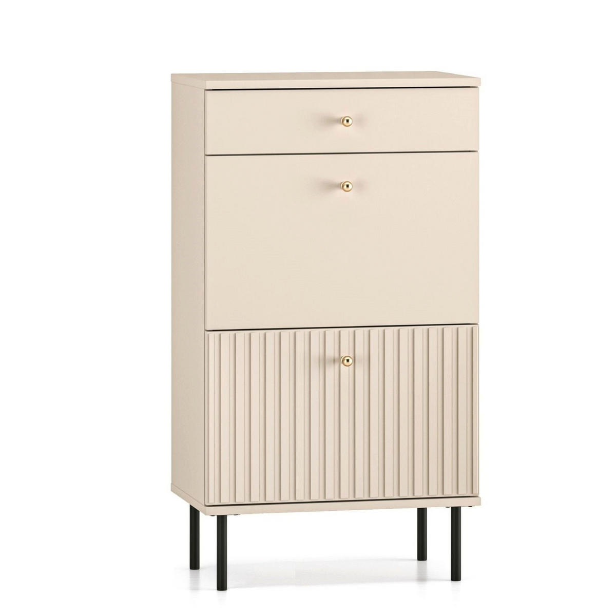 SCHUHSCHRANK Caletto Beige 55 cm - Beige/Goldfarben, Holzwerkstoff/Metall (55/98/34cm) - Selsey
