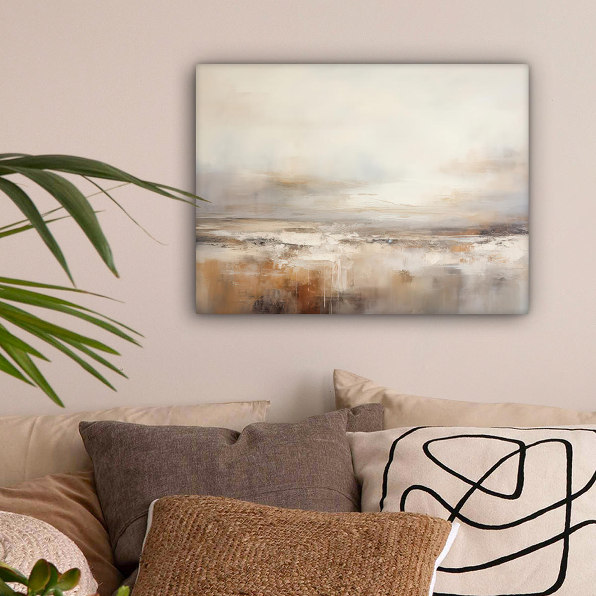 LEINWANDBILD - Kunst - Industriell - Grau - Braun - Abstrakt - 40x30 - Wanddeko - Sandfarben, Textil (40/30cm) - MuchoWow