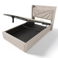 POLSTERBETT 90/200 cm Beige mit USB Typ C Ladefunktion und Stauraumbetten (Ohne Matratze) - Beige, Textil (90/200cm) - Oxeza