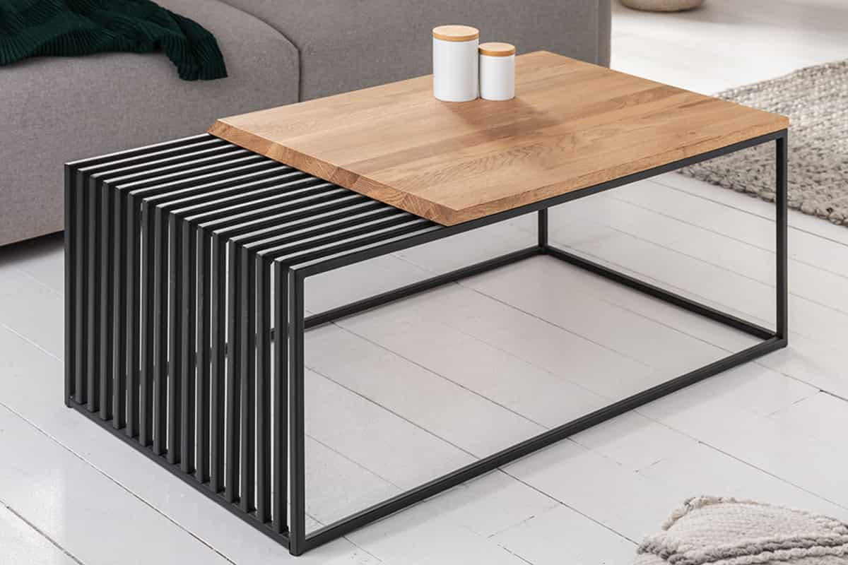 COUCHTISCH ARCHITECTURE Eiche rechteckig Natur 100cm - Goldfarben/Braun, Holz/Metall (55/100/40cm) - riess-ambiente