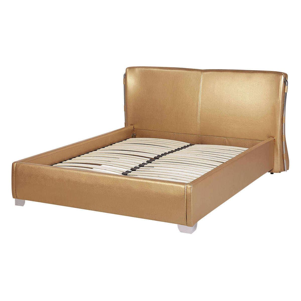 LEDERBETT 140/200cm Gold Paris - Goldfarben, Leder (140/200cm) - Beliani