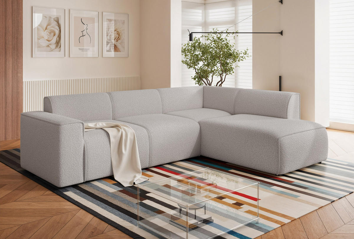 ECKSOFA ZAVO Feiner Mischstoff in Grau - Grau, Holzwerkstoff/Kunststoff (310/218cm) - Idohome