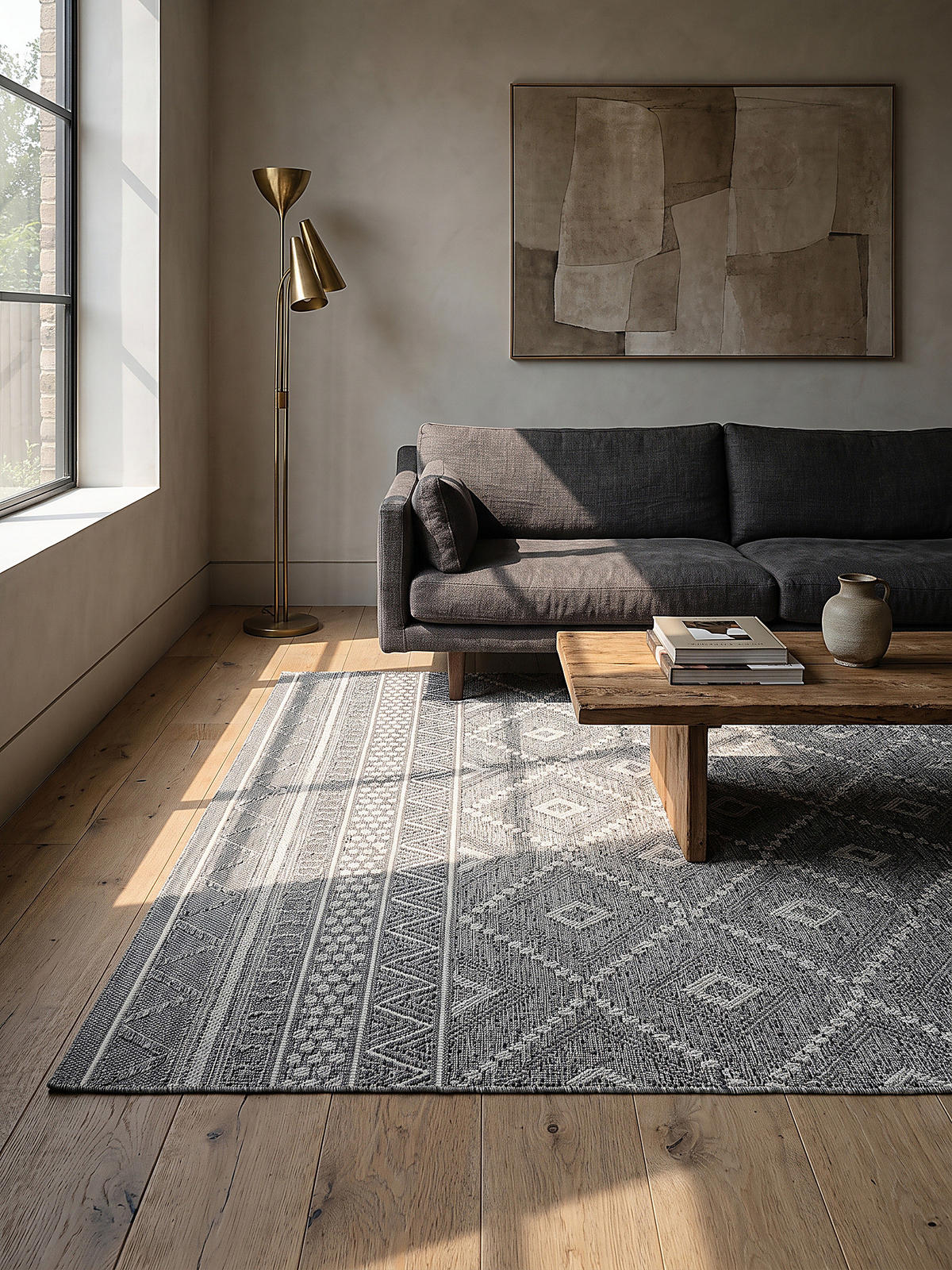 LÄUFER ESERA Ethno-Rauten Polypropylen Grau 67 x 180 cm - Grau, Textil (67/180cm) - KADIMA DESIGN