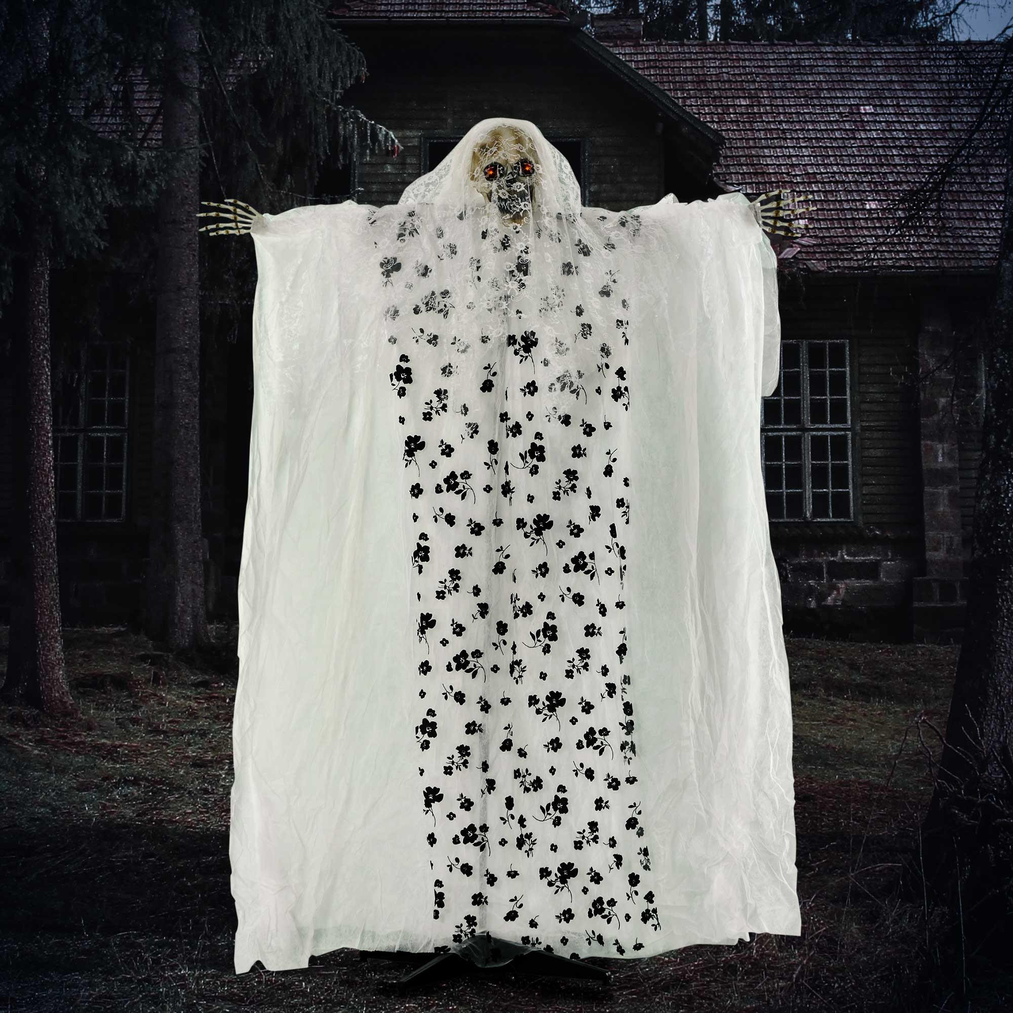 HALLOWEEN HORROR-CLOWN, Weiß, Polyester(100%), PE, PE-Schaumstoff, Stahl, PP - Weiß, Kunststoff (65/178/116cm) - Outsunny