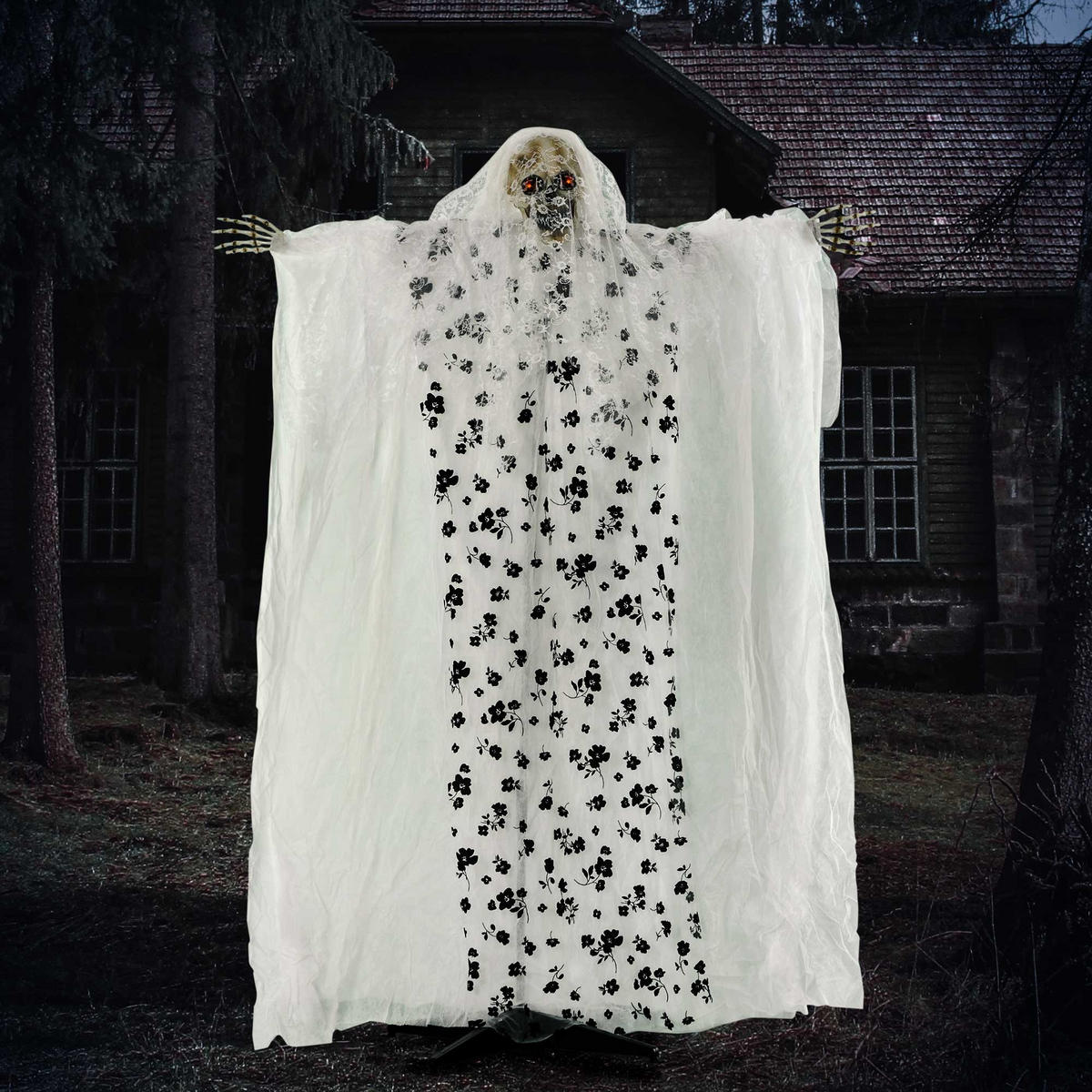HALLOWEEN HORROR-CLOWN, Weiß, Polyester(100%), PE, PE-Schaumstoff, Stahl, PP - Weiß, Kunststoff (65/178/116cm) - Outsunny