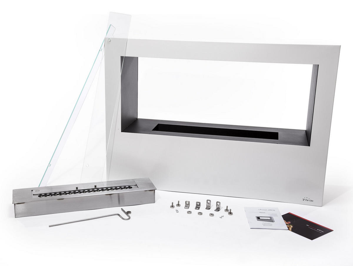 BIOETHANOL-KAMIN Weiß Bodenmodell inklusive 3 L Brennblock - Weiß, Metall (100/70/30cm) - Purline